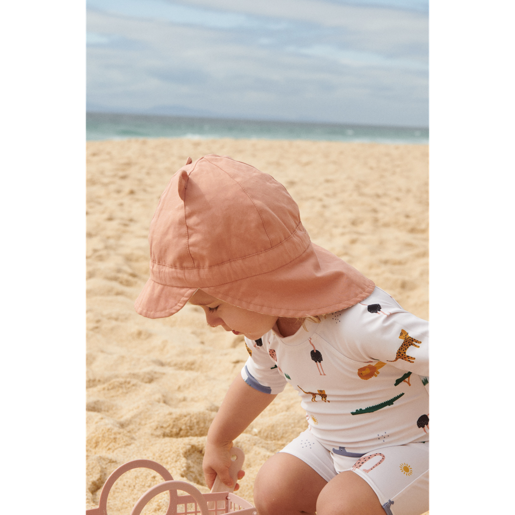 chapeau de soleil réversible à oreilles Gorm Peach / sea shell - Liewood ★