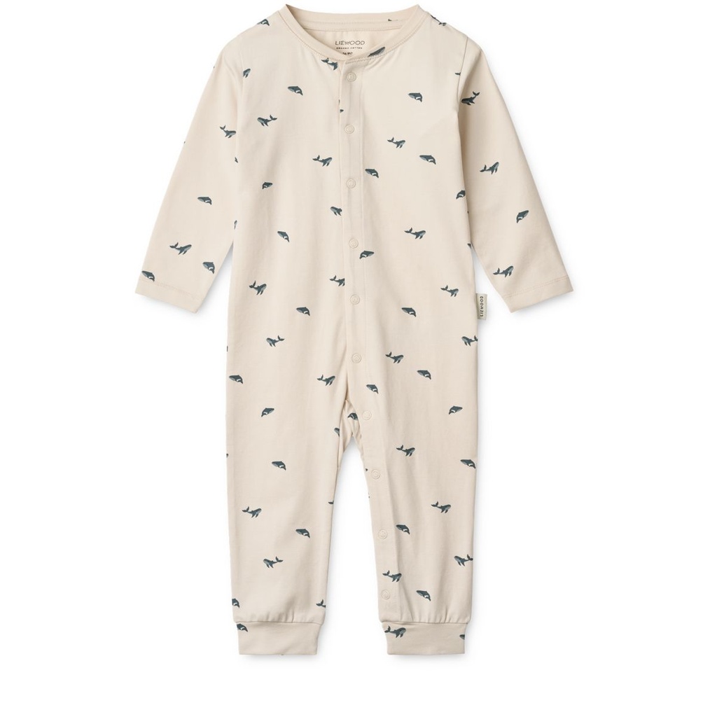 Pyjama bébé à imprimé Birk Mini whale Sandy - Liewood ★