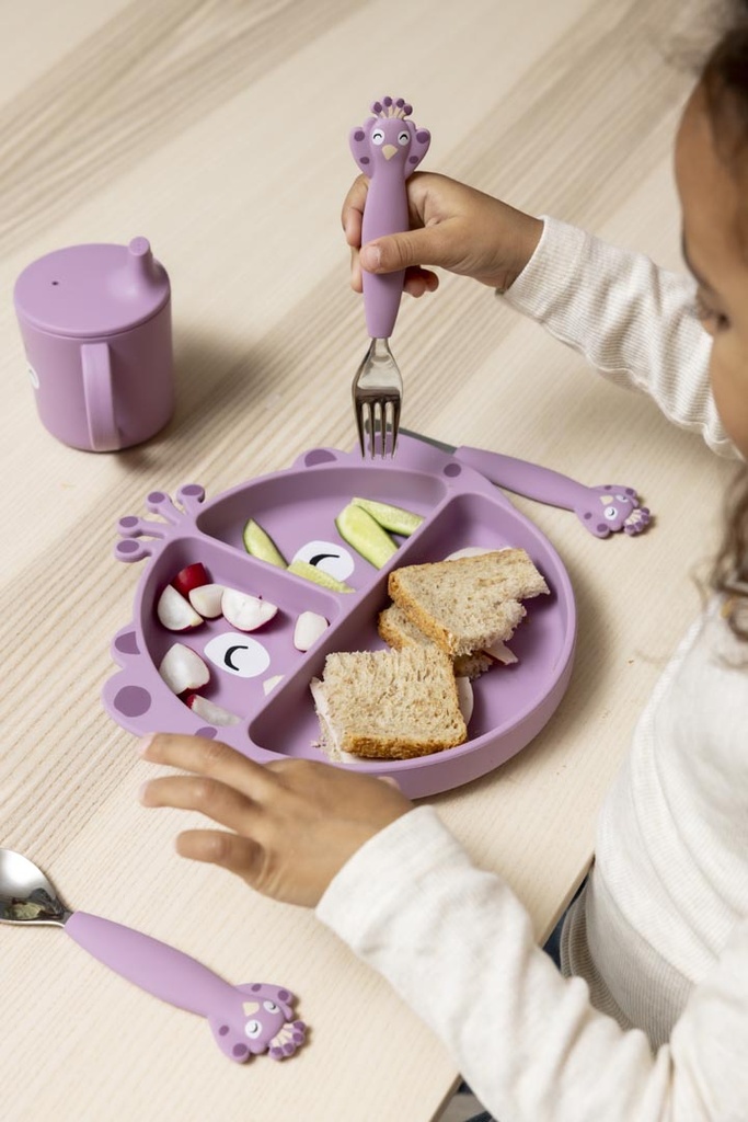 Assiette avec ventouse en silicone et compartiments Mrs. Peacock - Trixie ★