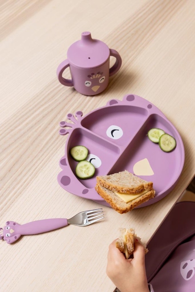 Assiette avec ventouse en silicone et compartiments Mrs. Peacock - Trixie ★