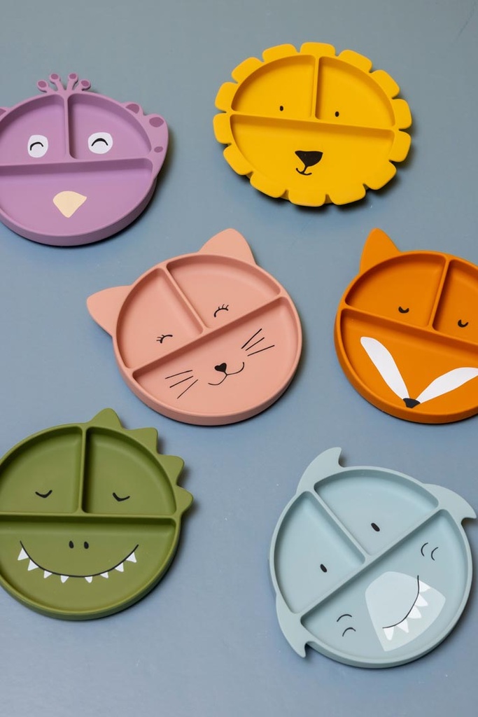 Assiette avec ventouse en silicone et compartiments Mrs. Peacock - Trixie ★