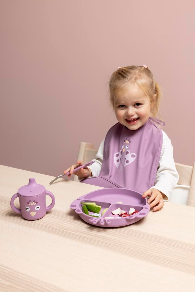 Assiette avec ventouse en silicone et compartiments Mrs. Peacock - Trixie ★