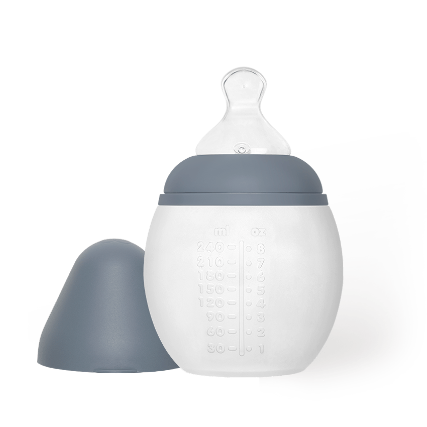 Biberon Anti-colique En Silicone BibRond 240ml Blue Grey - Elhée ★
