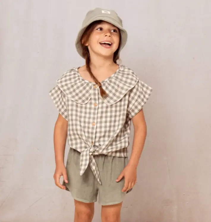 Blouse Coco Vichy vert de gris - Studio Bohème