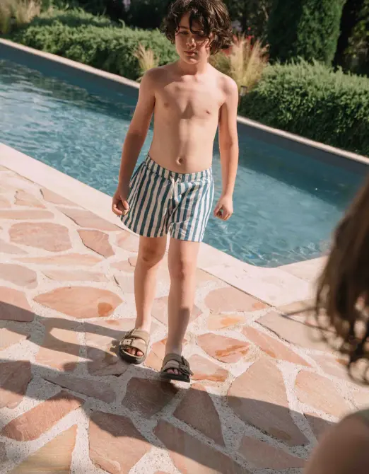 Short de bain Chico Rayures Vert Capri - Studio Bohème