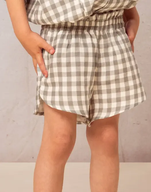 Short Georgette Vichy vert de gris