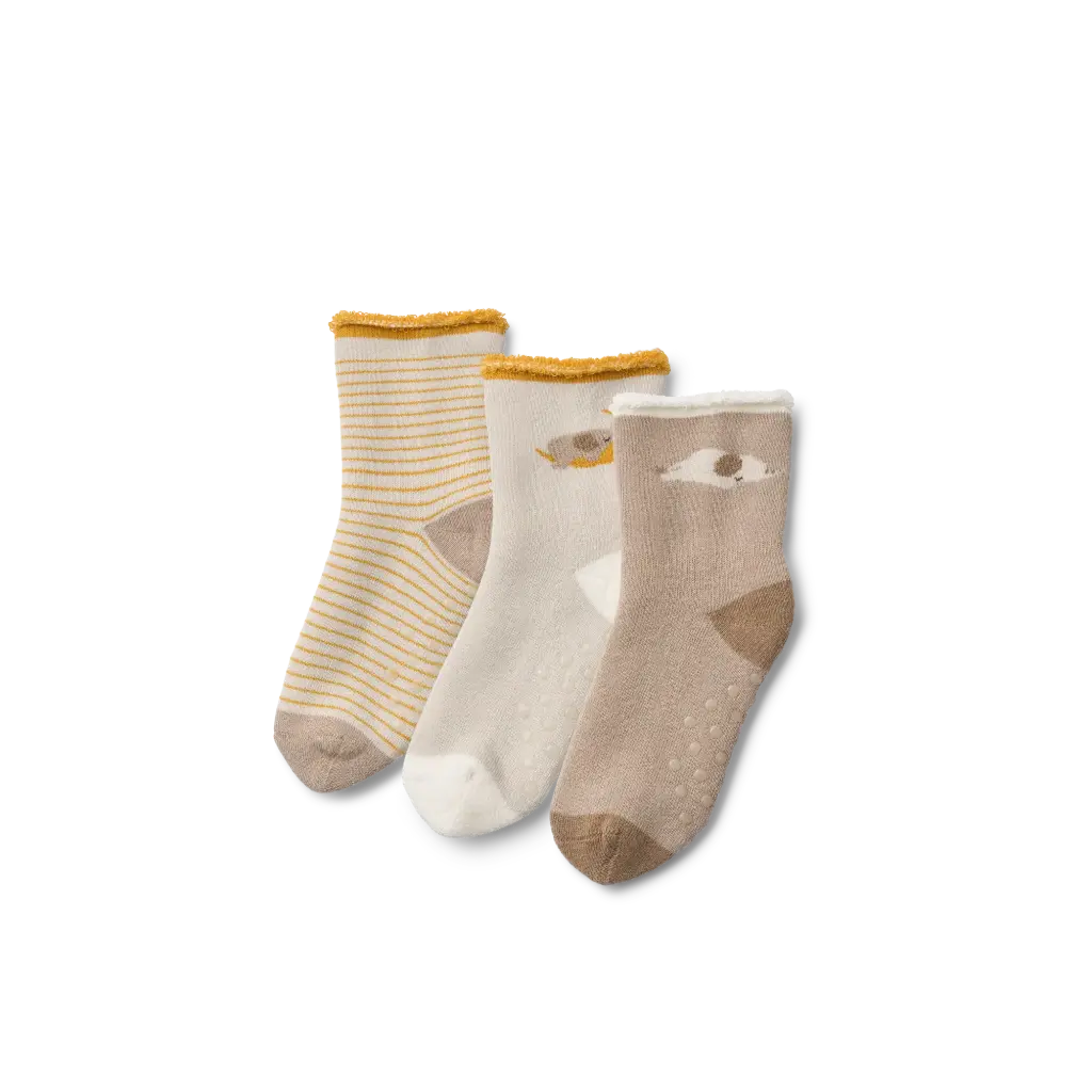 [LW20015-2506-17/18] Eloy Baby Socks 3-Pack - Elephant / Creme de la creme (17/18)