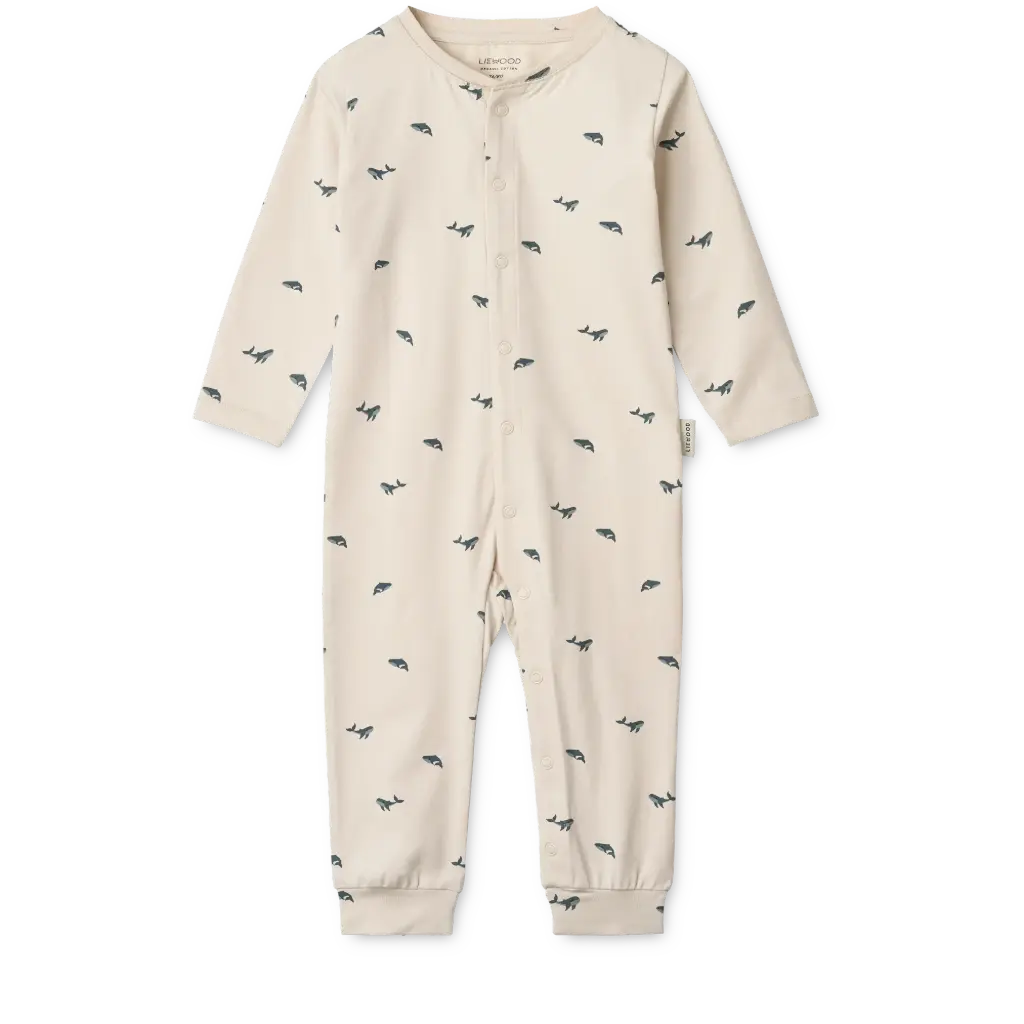 [LW20360-2507-62/68] Birk Printed Pyjamas Jumpsuit - Mini whale / Sandy (62/68)