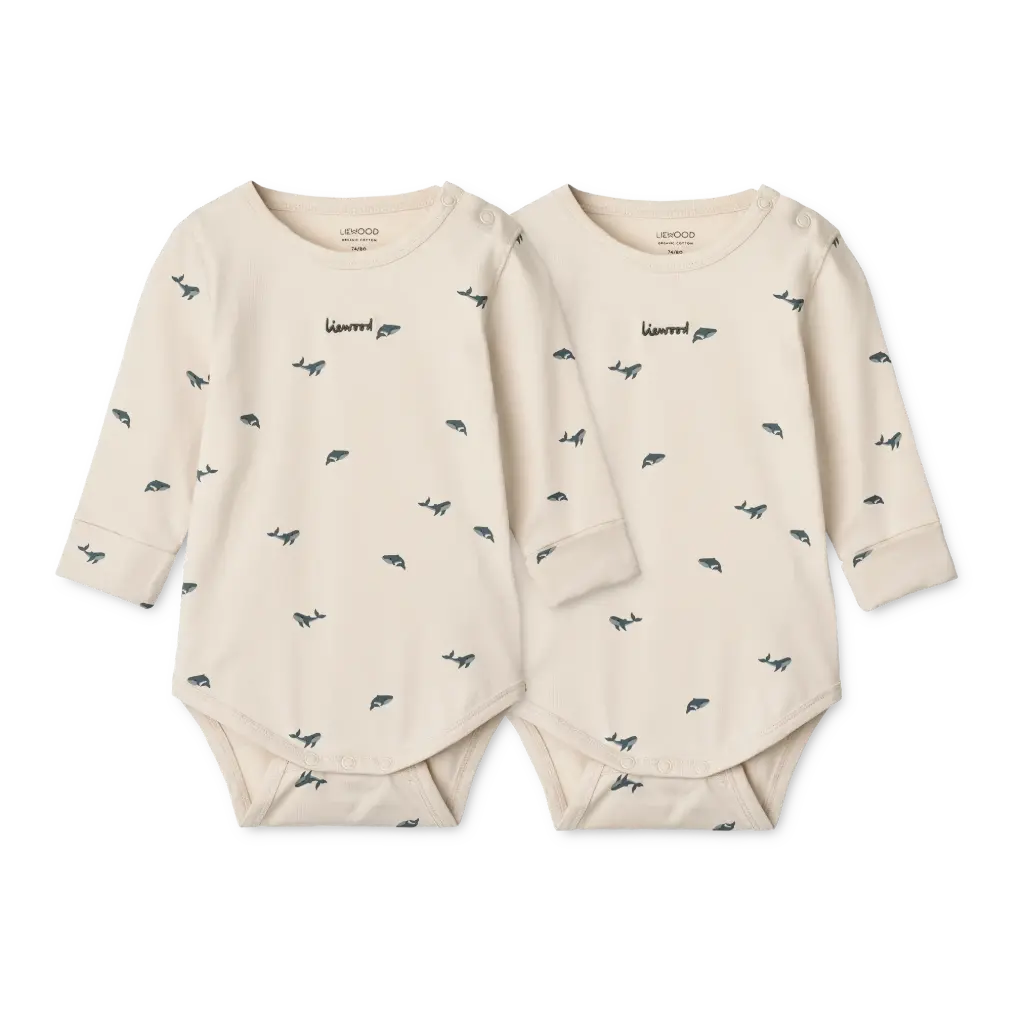 Bodies pour bébé Yanni Mini whale Sandy 2 unités - Liewood