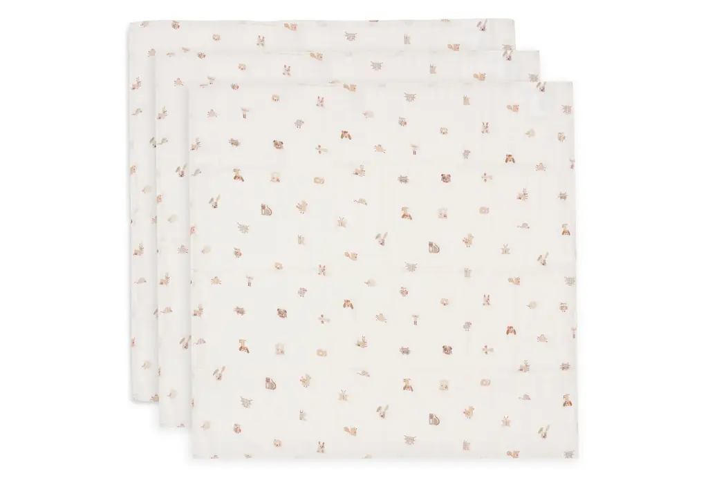 Cotton Muslin Cloth Small 70x70 cm Animal Friends 3-pack - Jollein