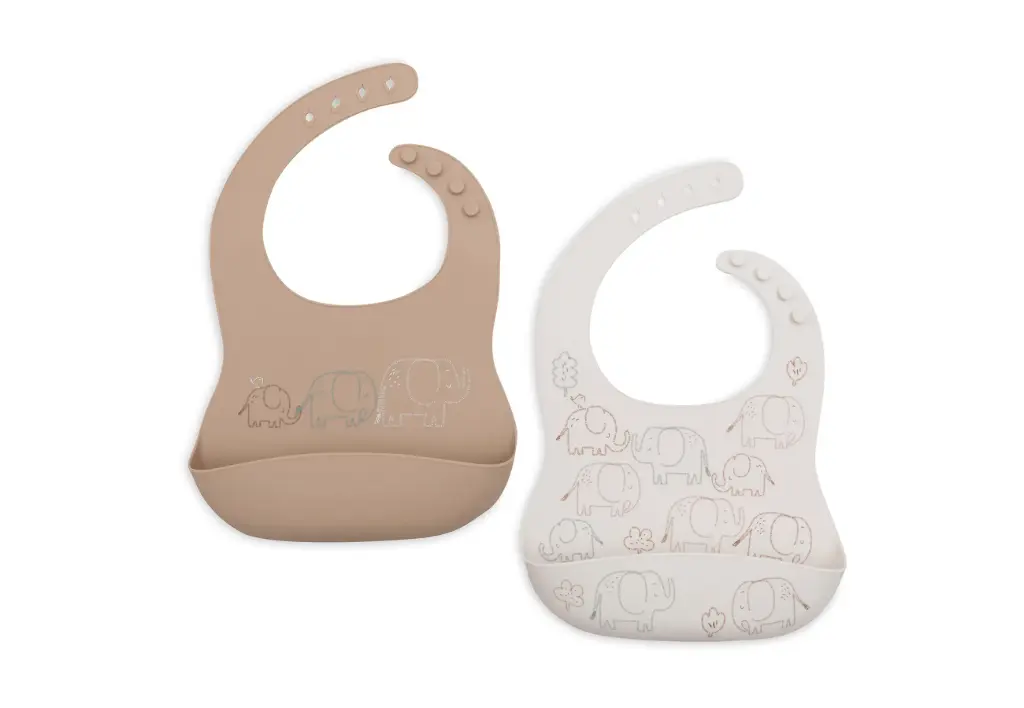Silicone Bib Elephant Tale 2-pack - Jollein