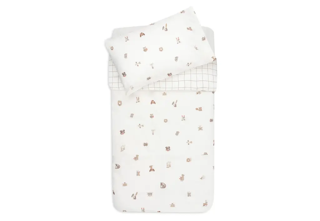Housse de couette et taie Animal Friends 100x140 cm - Jollein