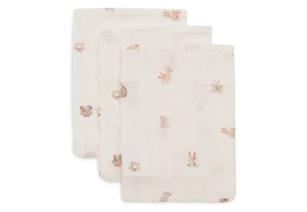 Gant de Toilette Gaze de Coton Animal Friends 3 unités - Jollein