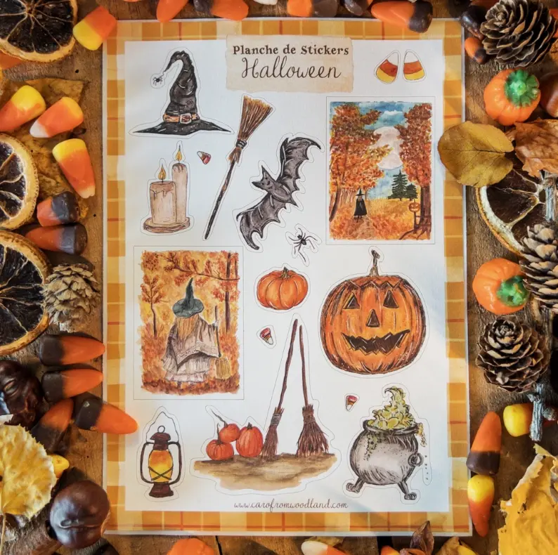 Planche de Stickers A5 Halloween - Caro from Woodland
