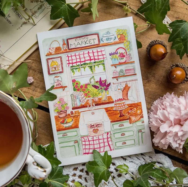 Carte postale Cuisine Printemps - Caro from Woodland