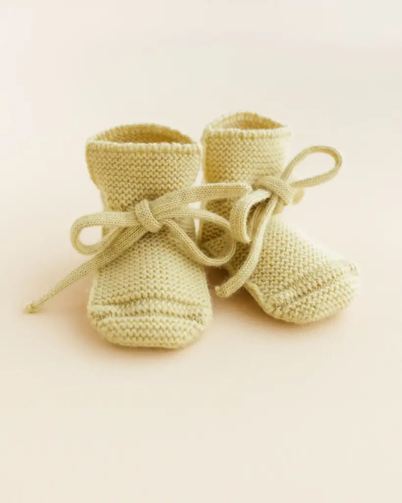 Chaussons en laine mérinos Light Yellow - Hvid (0-9 mois)