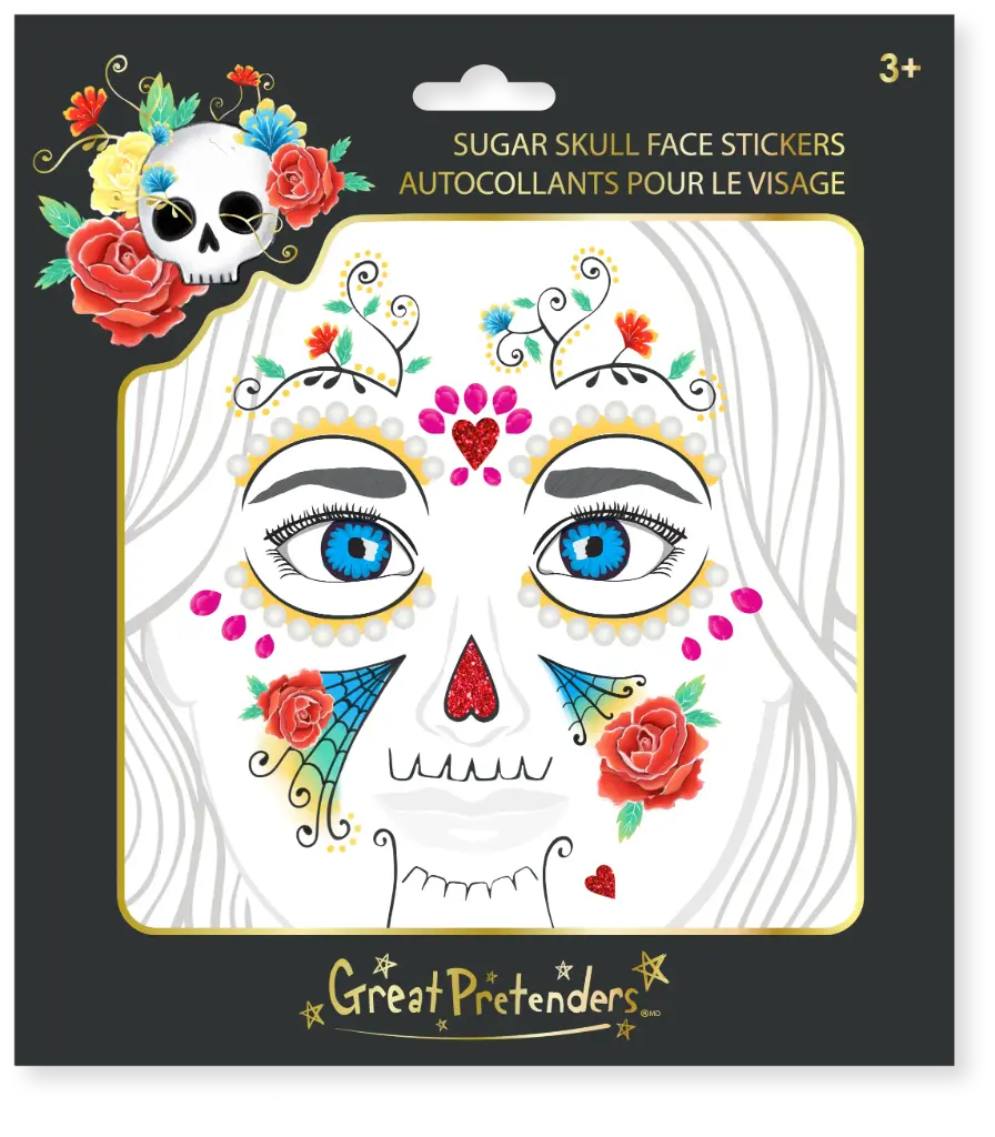 Autocollants pour le visage Thème tête de mort - Great Pretenders