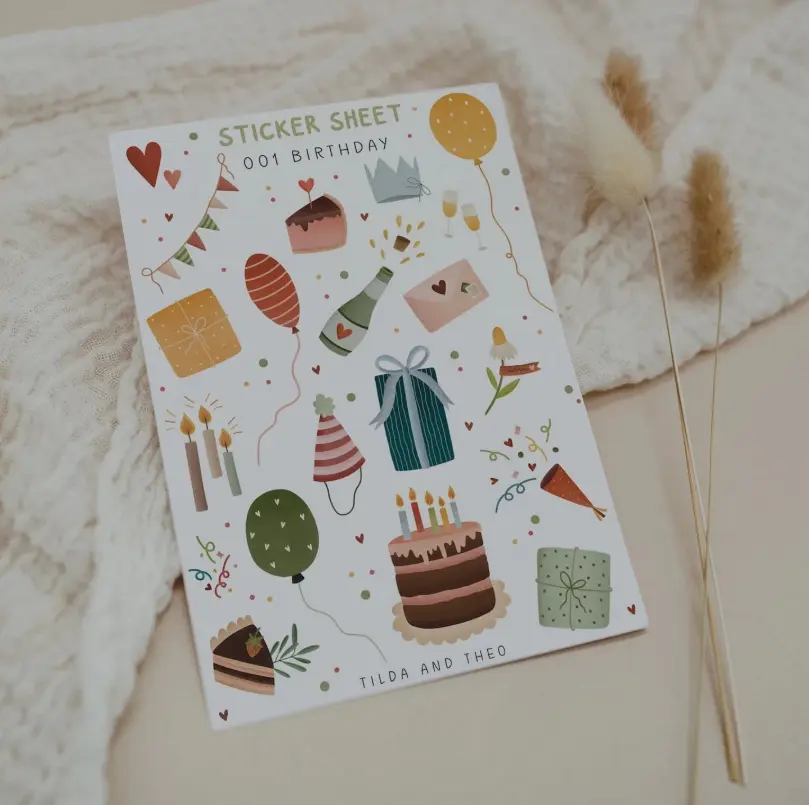 Feuille d'autocollants Anniversaire - Tilda & Theo