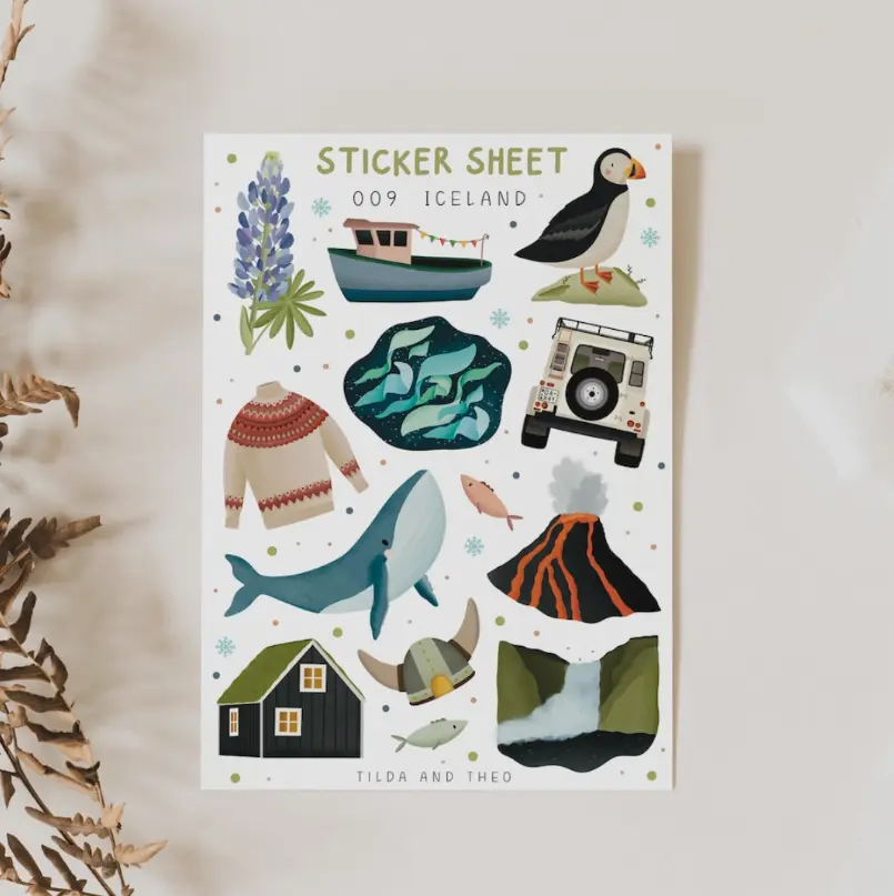 Iceland Sticker Sheet - Tilda & Theo