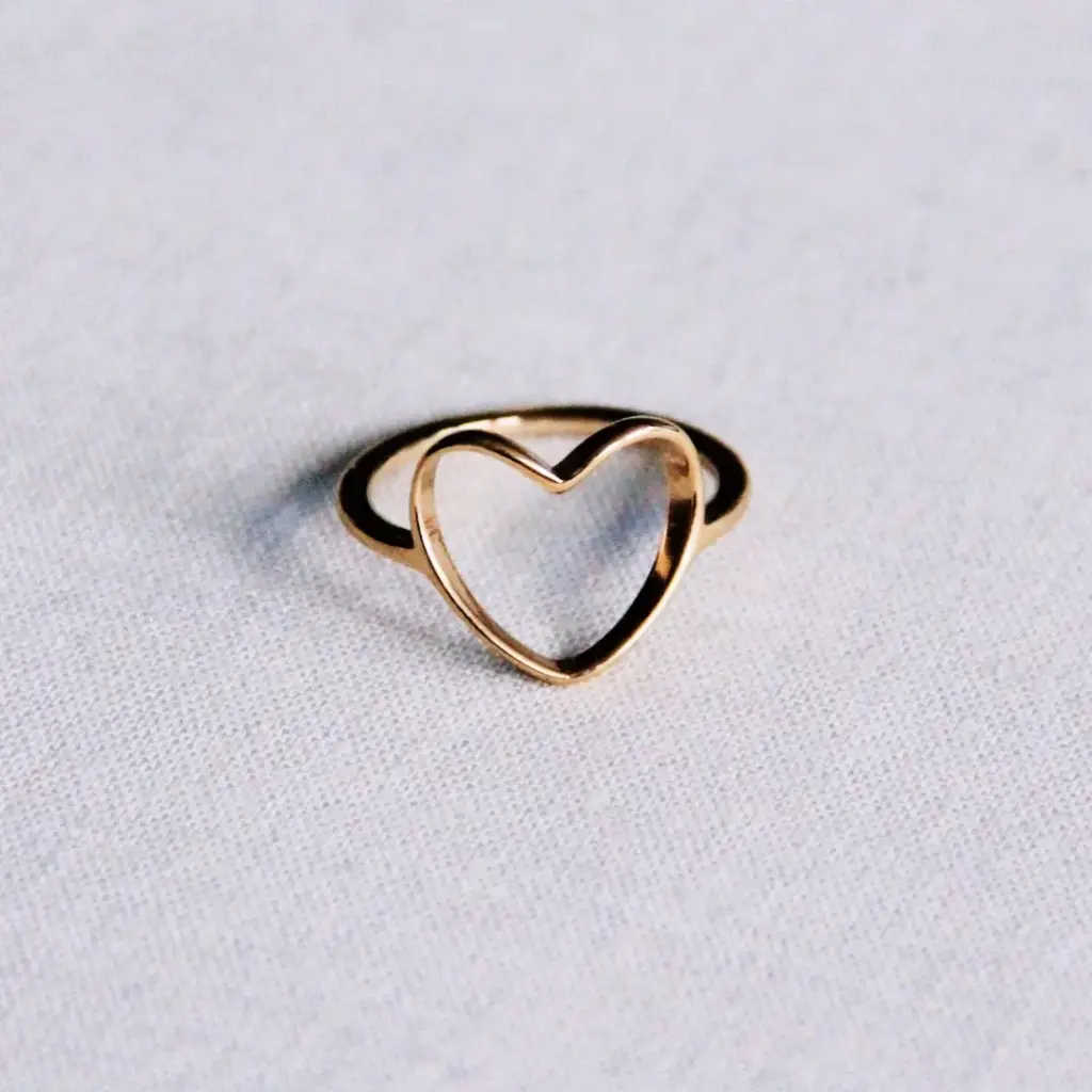 Stalen ring met open hartje Goudkleurig - Bazou