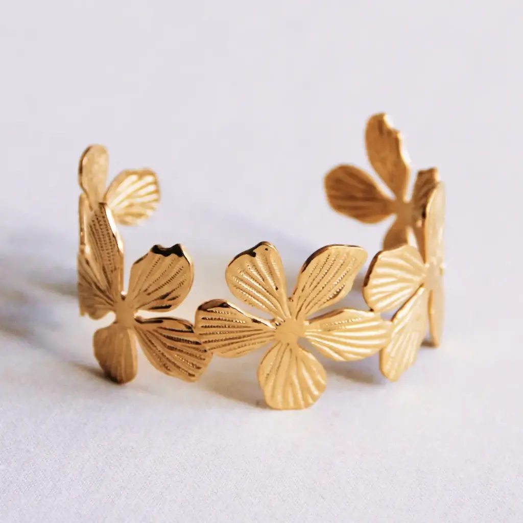 XL Flower Bracelet Gold - Bazou