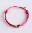 Bracelet en satin avec anneaux fuchsia or - Bazou