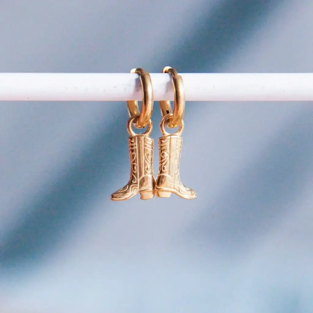 Stainless Steel Earrings with Gold Cowboy Boot - Bazou