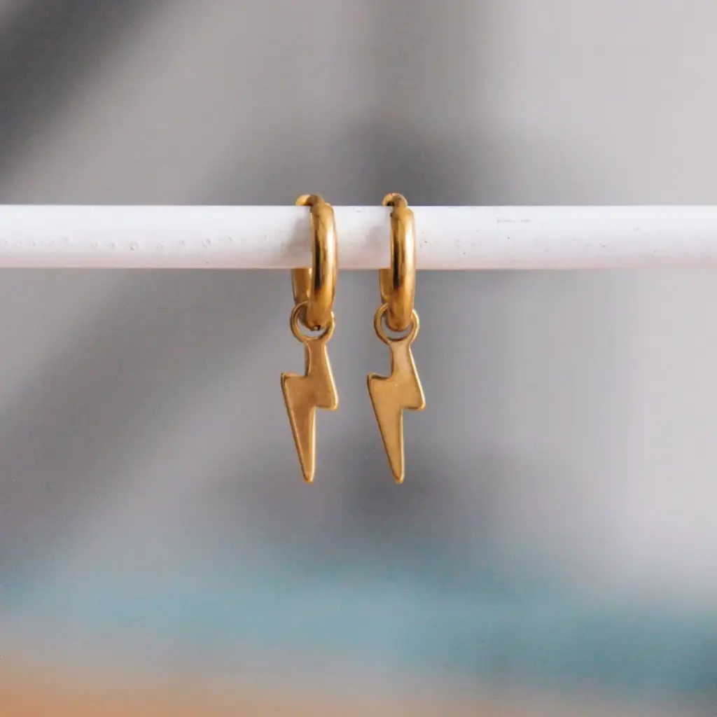 Boucles d'oreilles en acier inoxydable avec botte de cowboy doré - Bazou