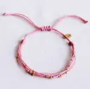 Viervoudige satijnen armband met parels Roze - Bazou
