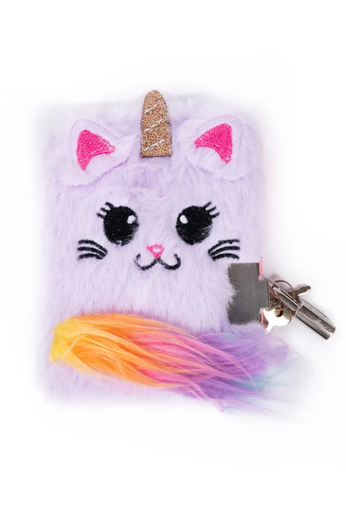 Pluchen dagboek Caticorn met pen - Great Pretenders