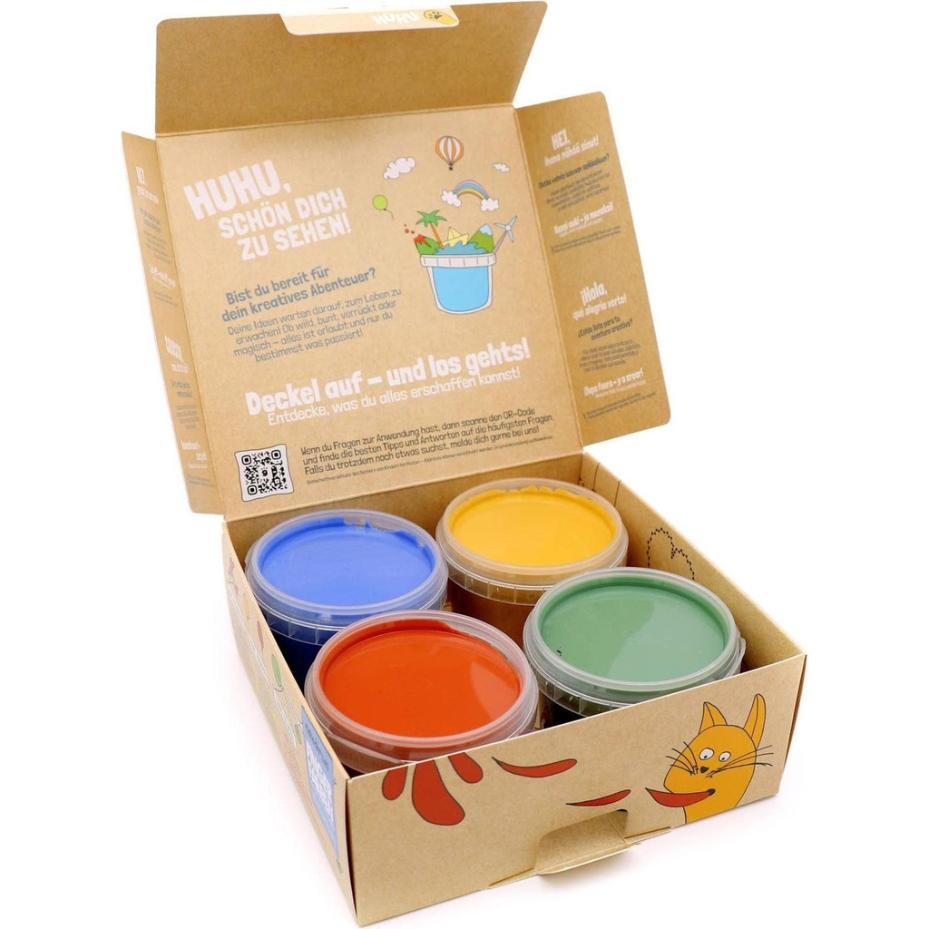 Vingerverf Aki set van 4 kleuren (blauw, geel, rood en groen) - Neogrün