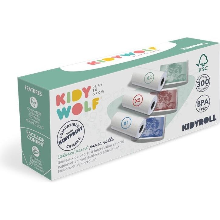 KIDYROLL 1 x 5 rouleaux de papier couleurs RRGGB pour KIDYPRINT - Kidywolf