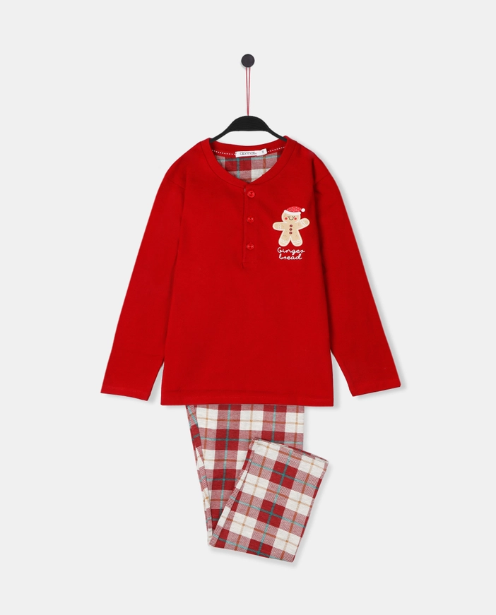 Pyjama lange mouwen Peperkoek Rood - Admas