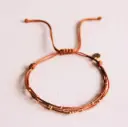 Bracelet en satin quadruple avec perles Cognac - Bazou