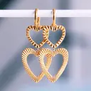 Boucles d'oreilles en acier inoxydable avec cordons brillants, facette et cœur - Bazou