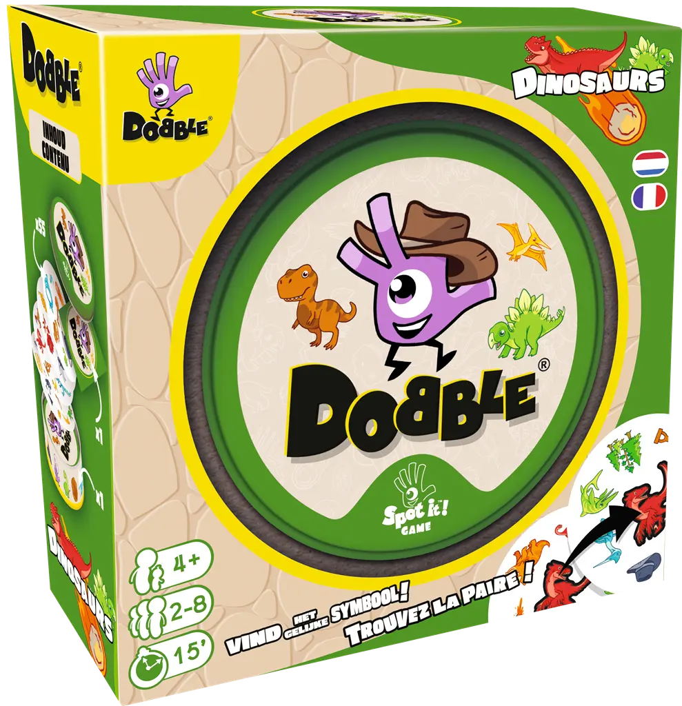 Dobble, vind het paar Dinosaurussen - 