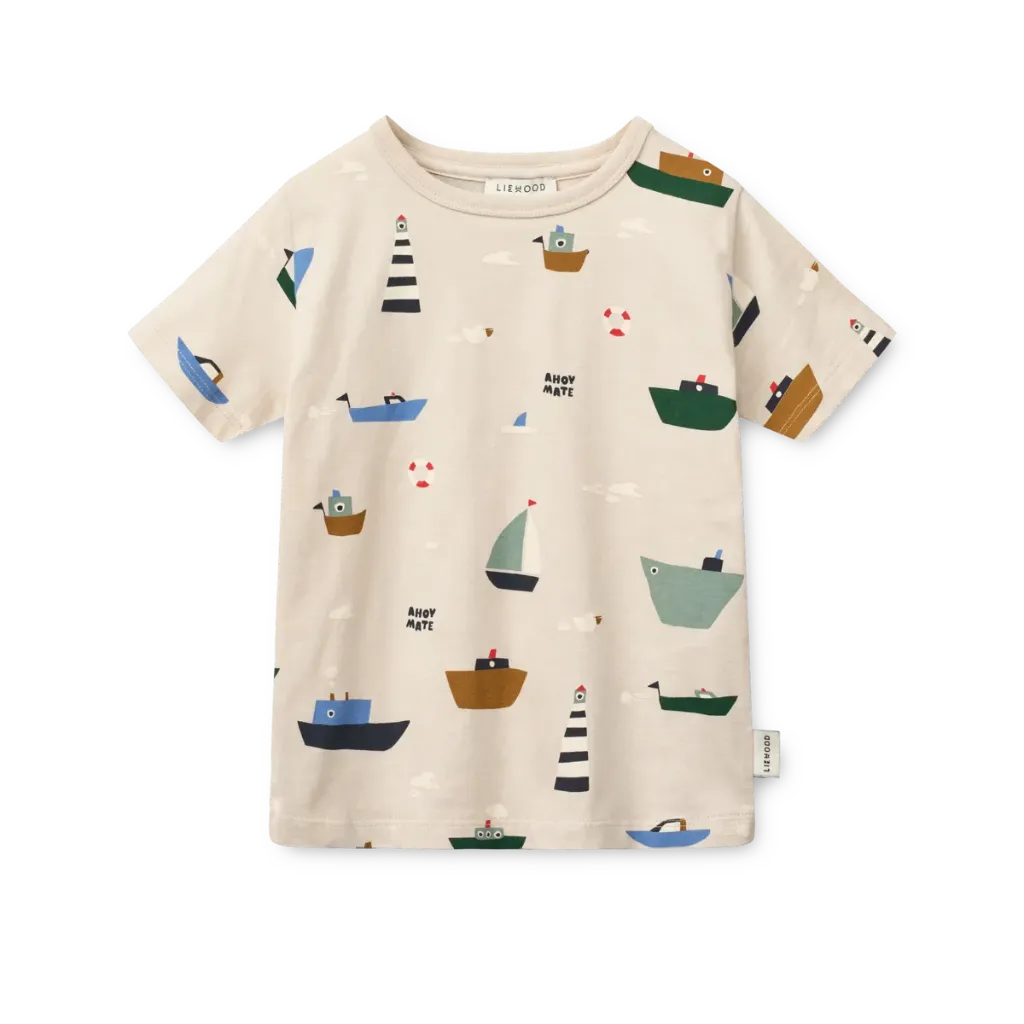 Apia Printed Shortsleeve T-shirt Sailing Sandy - Liewood