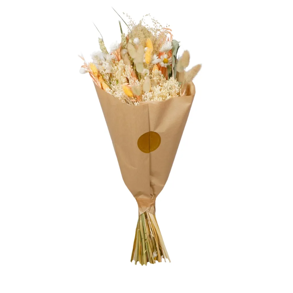 Bouquet de Fleurs Séchées Exclusif Champêtre Pêche taille M - Wildflowers