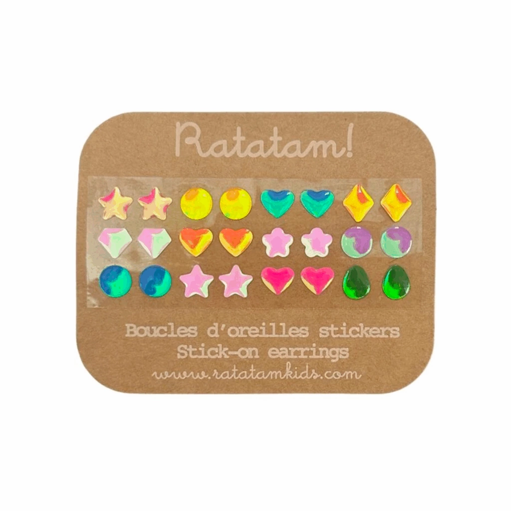 Lot de 12 boucles d’oreilles autocollantes Mix Motifs - Ratatam