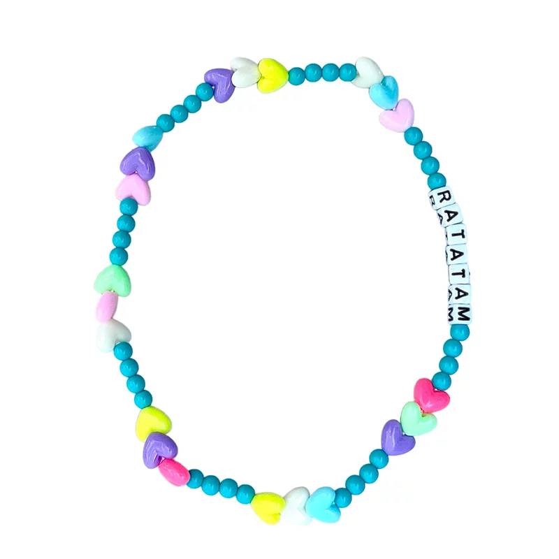 Elastische halsketting Blauw Hart - Ratatam