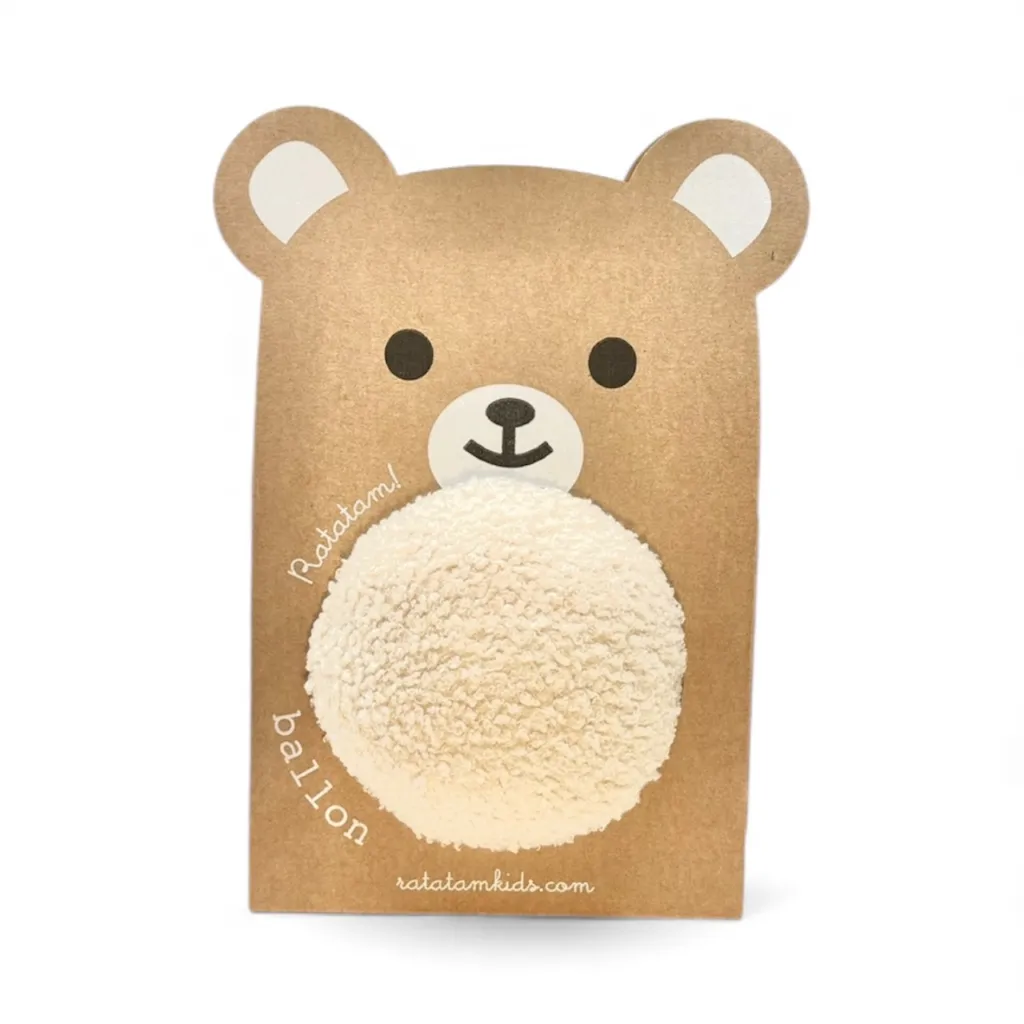 Balle ourson peluche bébé Blanc 12 cm - Ratatam