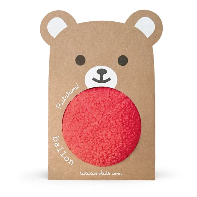 Balle ourson peluche bébé Rouge 12 cm - Ratatam
