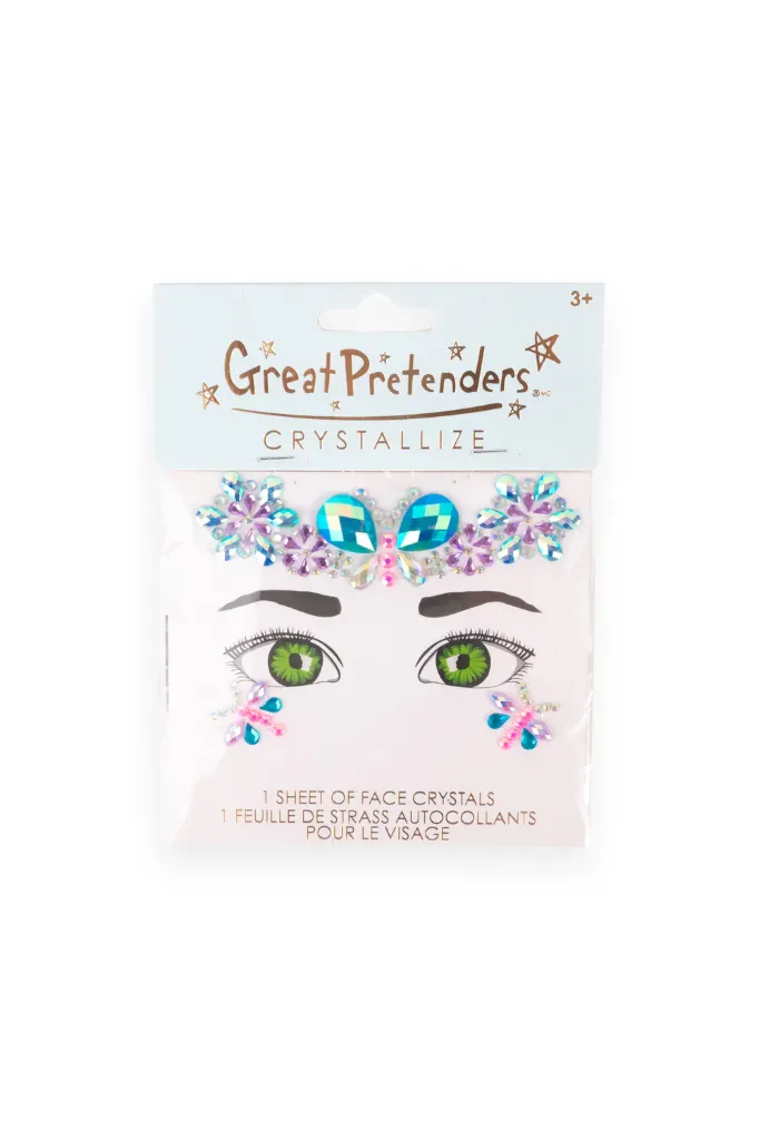 Feuille de strass pour le visage Jardin des Papillons - Great Pretenders