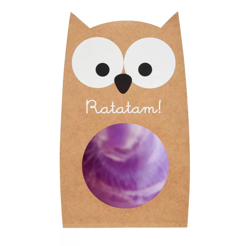 Balle rebondissante marbrée Hibou Violet 57 mm - Ratatam