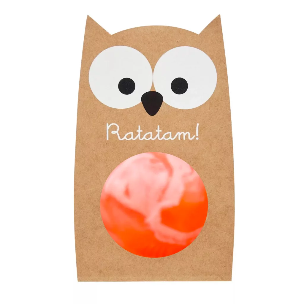 Balle rebondissante marbrée Hibou Orange 57 mm - Ratatam