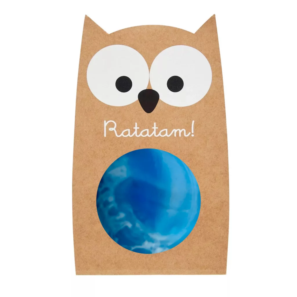 Marbled Bouncy Ball Owl Blue 57 mm - Ratatam
