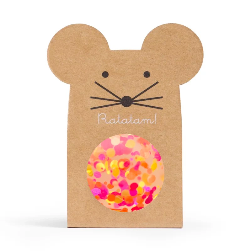 Balle rebondissante Souris à paillettes Argent 43 mm - Ratatam