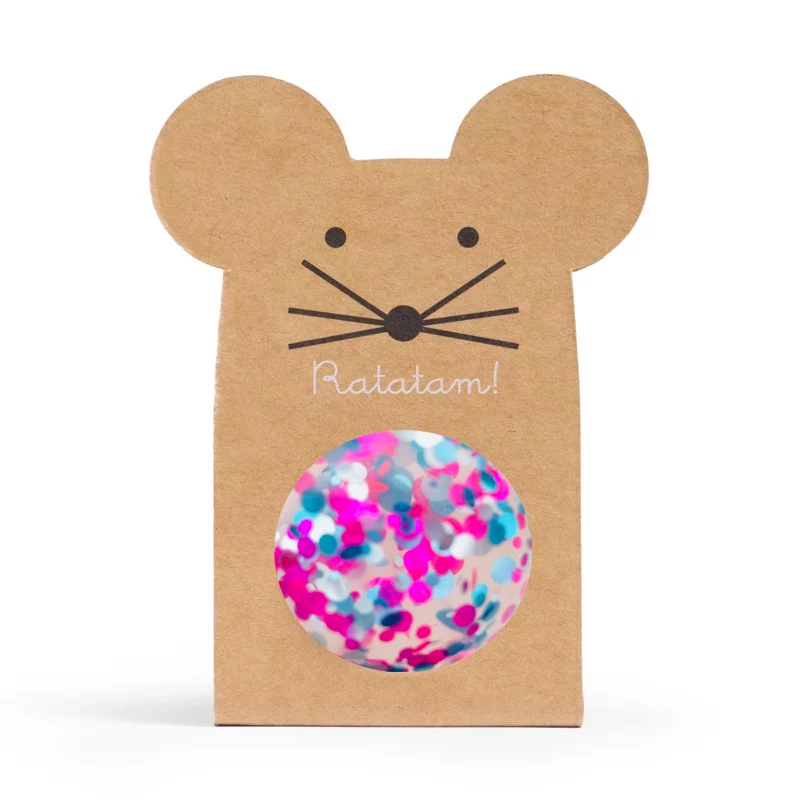 Balle rebondissante Souris Multico Orange 43 mm - Ratatam