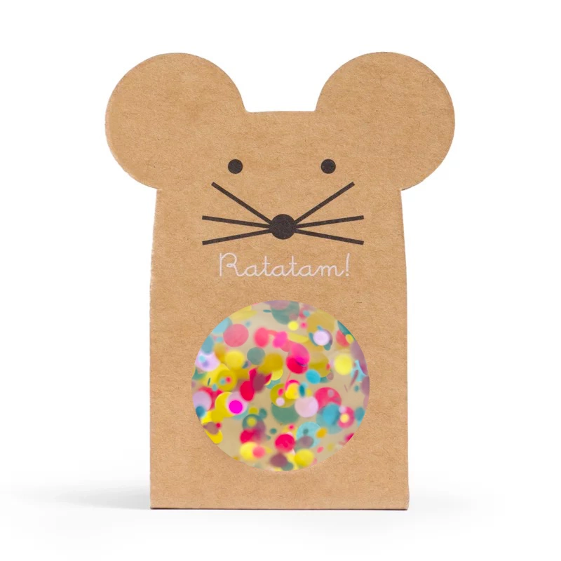 Balle rebondissante Souris Multico Jaune 43 mm - Ratatam