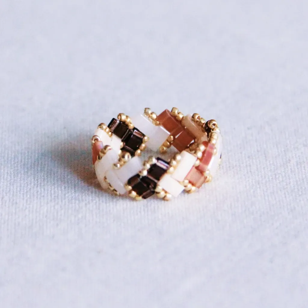 Tilabead Bead Ring in Nude Shades - Bazou